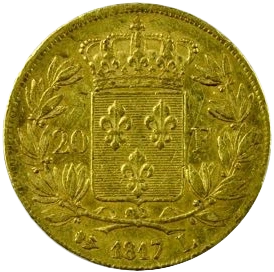 Ecu de France couronné dans une couronne de laurier.