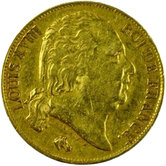 Tête nue de Louis XVIII à droite.