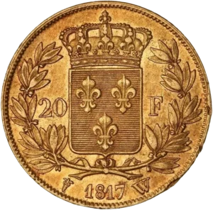 Armoiries dans une couronne de laurier.