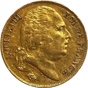 Tête nue de Louis XVIII à droite.