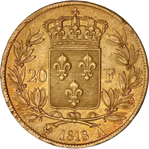 Tête de Louis XVIII à droite.