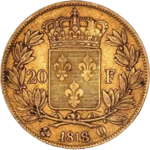 Ecu de France couronné entre une couronne de laurier.