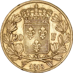 Écu de France couronné dans une couronne de laurier.