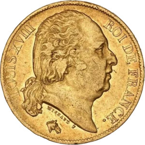 Tête de Louis XVIII à droite.