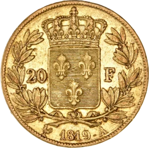 Armoiries dans une couronne de laurier.