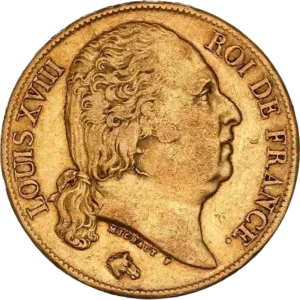 Tête de Louis XVIII à droite.