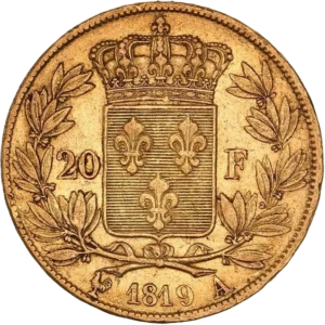 Ecu de France couronné entre une couronne de laurier.