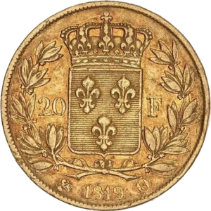 Armoiries dans une couronne de laurier.