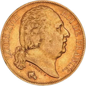 Tête de Louis XVIII à droite.