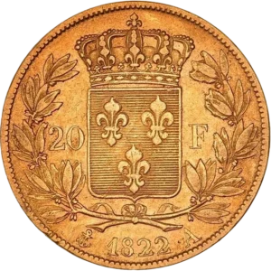 Écu de France couronné dans une couronne de laurier.