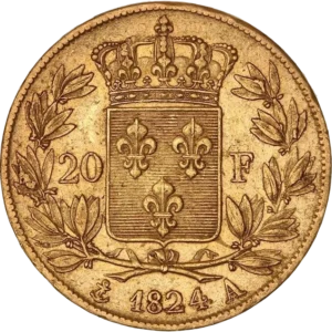 Écu de France couronné dans une couronne de laurier.