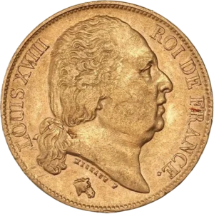 Tête de Louis XVIII à droite.