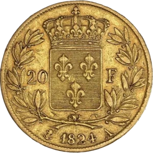 Écu de France couronné dans une couronne de laurier.