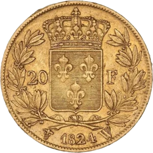 Écu de France couronné dans une couronne de laurier.