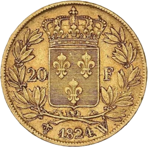 Écu de France couronné dans une couronne de laurier.