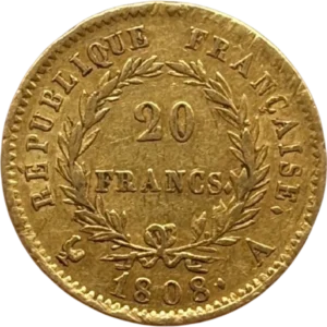 Tête de Napoléon Ier à gauche.