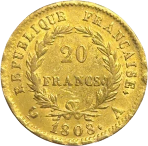 20 francs dans une couronne végétale.