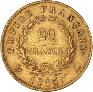 L'inscription 20 francs entourée d'une couronne de laurier.
