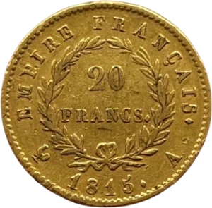 L'inscription 20 francs entourée d'une couronne de laurier.