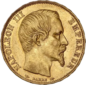 Tête laurée de Napoléon III à droite.