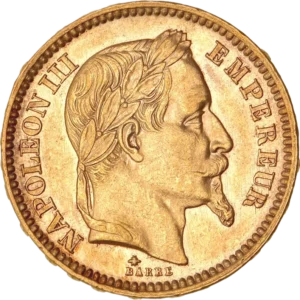 Tête laurée de Napoléon III à droite.