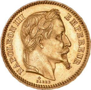 Tête laurée de Napoléon III à droite.