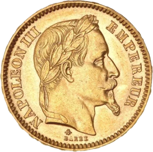 Tête laurée de Napoléon III à droite.