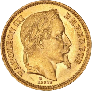 Tête laurée de Napoléon III à droite.