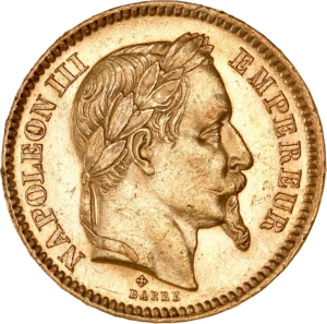 Tête laurée de Napoléon III à droite.