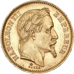 Tête laurée de Napoléon III à droite.