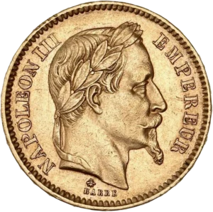 Tête laurée de Napoléon III à droite.