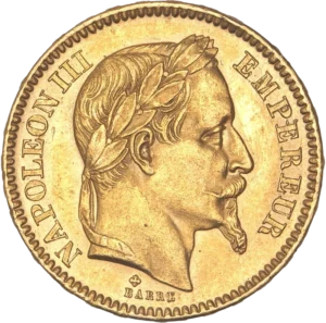 Tête laurée de Napoléon III à droite.