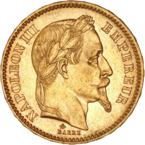 Tête laurée de Napoléon III à droite.