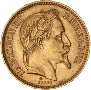 Tête laurée de Napoléon III à droite.