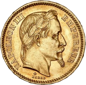 Tête laurée de Napoléon III à droite.