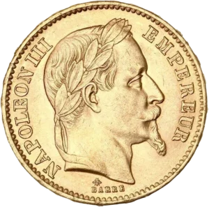 Tête laurée de Napoléon III à droite.