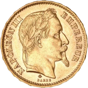 Tête laurée de Napoléon III à droite.