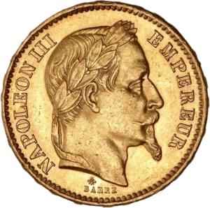 Tête laurée de Napoléon III à droite.