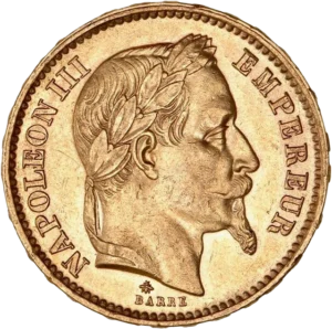 Tête laurée de Napoléon III à droite.