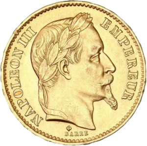 Tête laurée de Napoléon III à droite.