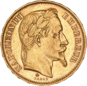 Tête laurée de Napoléon III à droite.