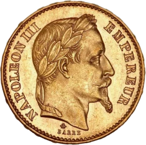 Tête laurée de Napoléon III à droite.