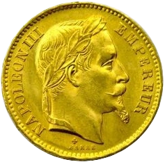 Tête laurée de Napoléon III à droite.