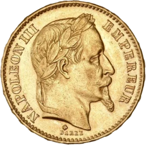 Tête laurée de Napoléon III à droite.