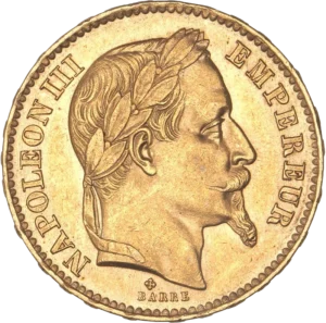 Tête laurée de Napoléon III à droite.