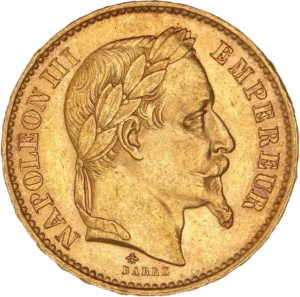 Tête laurée de Napoléon III à droite.