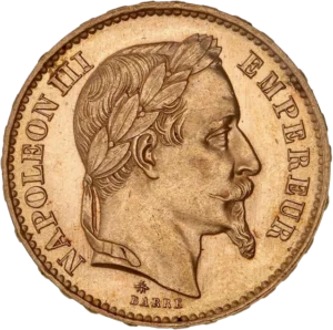 Tête laurée de Napoléon III à droite.