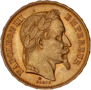 Tête laurée de Napoléon III à droite.