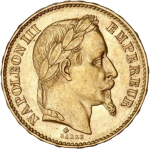 Tête laurée de Napoléon III à droite.