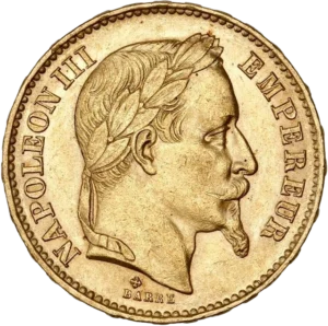 Tête laurée de Napoléon III à droite.